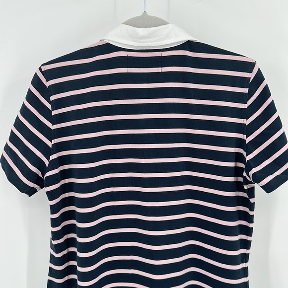 Holbrook Sweden Navy & Pink Striped Cotton Dress Size Large - Picture 4 of 12